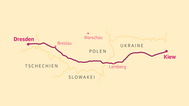 1448 km - Das war die Strecke von Kiev nach Dresden. Karyna und ihre Mutter Anna flohen unter anderem über Lemberg und Breslau zur Tante.