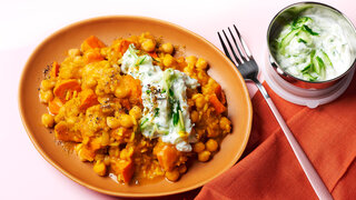 Curry-Reis mit Kichererbsen und Kürbis