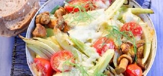 Gratiniertes Fenchelgemüse mit Parmaschinken