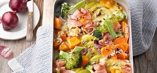 Gemüse-Schinken-Gratin