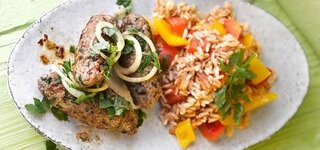 Cevapcici mit Paprika-Reis