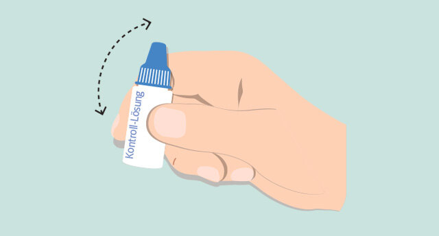 Illustration Blutzucker messen Fläschchen mit Kontroll-Lösung
