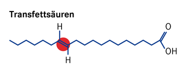 Bei Transfettsäuren stehen sich die zwei Wasserstoffatome an der Doppelbindung quasi gegenüber.