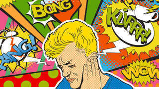 Comic: Mann mit Tinnitus