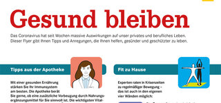 Info-Flyer über Corona mit Tipps zum Gesund bleiben in deutscher Sprache