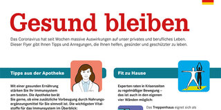 Info-Flyer über Corona mit Tipps zum Gesund bleiben in deutscher Sprache