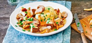 Waldpilz-Ragout mit Apfel-Risotto