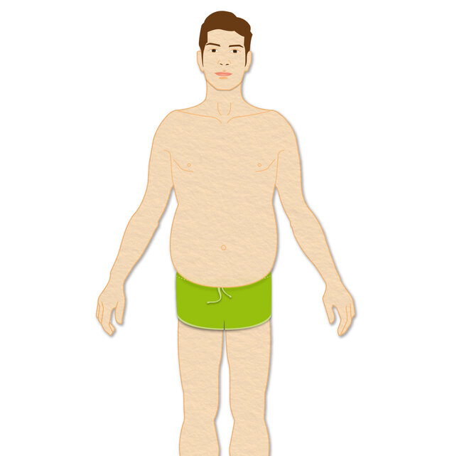 Infographic illustration of the man's stomach