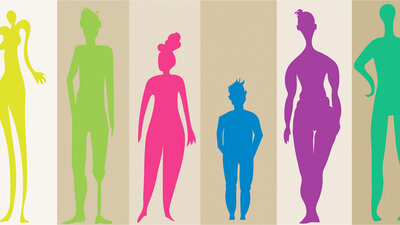 Bodyshaming Körpergefühl Silhouetten Farbig verschieden Körperformen