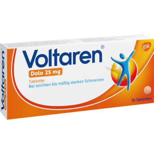 Verpackungsbild(Packshot) von VOLTAREN Dolo 25 mg überzogene Tabletten