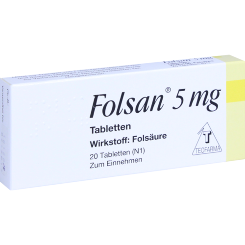 Verpackungsbild(Packshot) von FOLSAN 5 mg Tabletten