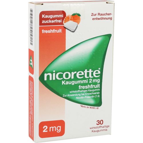 Verpackungsbild(Packshot) von NICORETTE 2 mg freshfruit Kaugummi