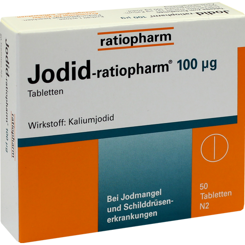 Verpackungsbild(Packshot) von JODID-ratiopharm 100 μg Tabletten