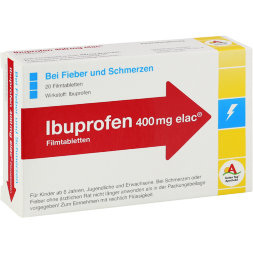 Verpackungsbild(Packshot) von IBUPROFEN 400 mg elac Filmtabletten