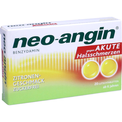 Verpackungsbild(Packshot) von NEO-ANGIN Benzydamin akute Halsschmerzen Zitrone