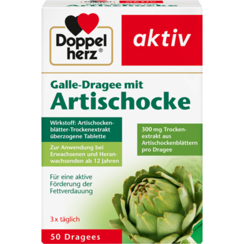 Verpackungsbild(Packshot) von DOPPELHERZ Galle-Dragee mit Artischocke