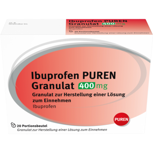 Verpackungsbild(Packshot) von IBUPROFEN PUREN Granulat 400 mg z.Her.e.Lsg.z.Ein.