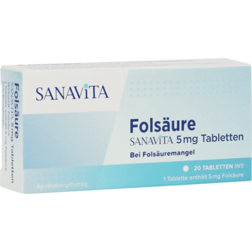 Verpackungsbild(Packshot) von FOLSÄURE SANAVITA 5 mg Tabletten