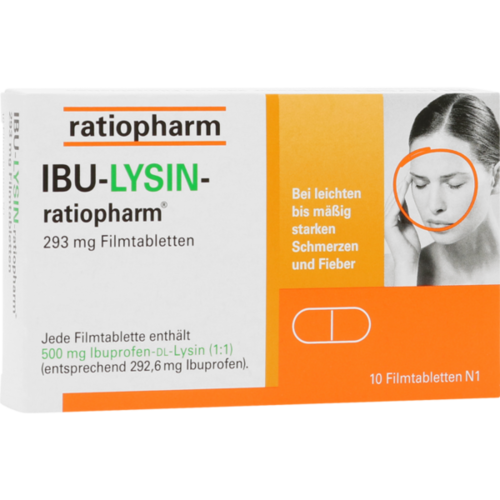 Verpackungsbild(Packshot) von IBU-LYSIN-ratiopharm 293 mg Filmtabletten
