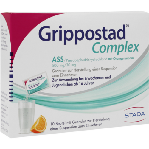 Verpackungsbild(Packshot) von GRIPPOSTAD Complex ASS/Pseudoeph.500/30 mg Orange